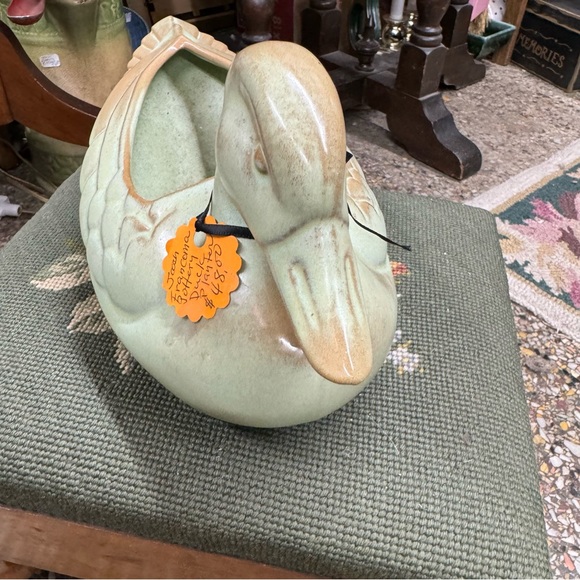 FRANKOMA Art Pottery Prairie Green Mallard Duck Planter Pot 208 - Picture 2 of 10